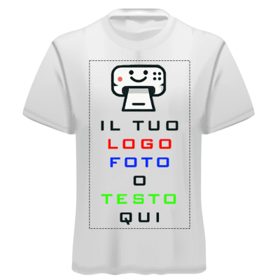 Maglietta T-Shirt Personalizzata Stampa la tua Immagine o Logo su Fronte e Retro - 100% cotone