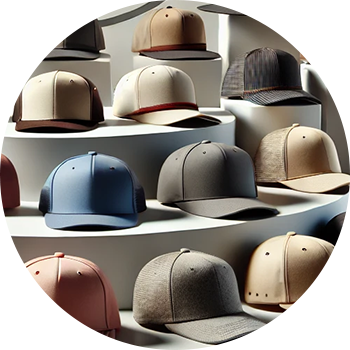 Collezione di cappelli personalizzabili in diversi stili e colori, perfetti per la stampa on demand su Printolo.it.